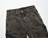 Pleated Loose Denim Trousers Men