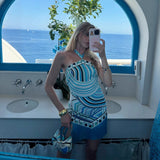 Printed Halter-Neck Slim-Fit Dress For Women